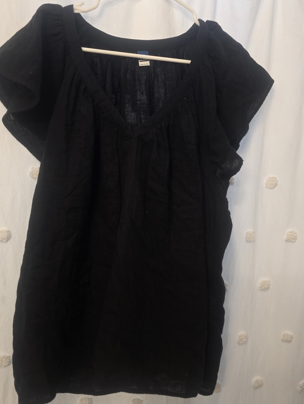 Old Navy Black Women's V-Neck Short Sleeve Top With Fluttet Sleeves Sz Xxl